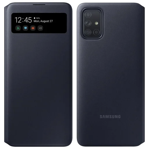 Samsung S View EF-EA715PBEGEU fiptok kártyatartóval és kijelzővel Samsung A71 fekete - 1