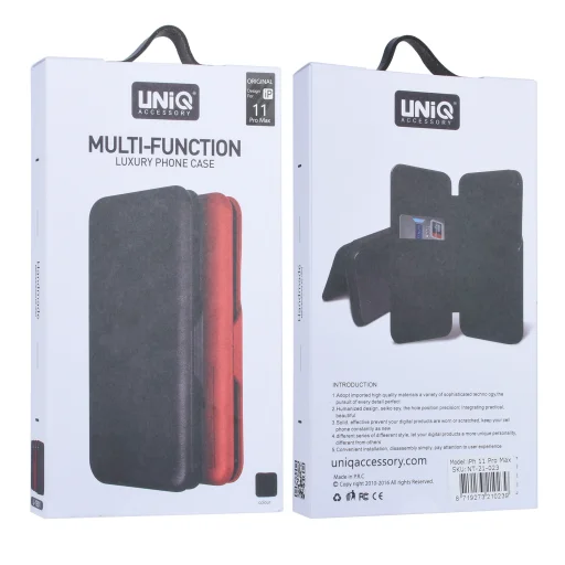 UNIQ iPhone 11 Pro Max fliptok kártyatartóval fekete - 3