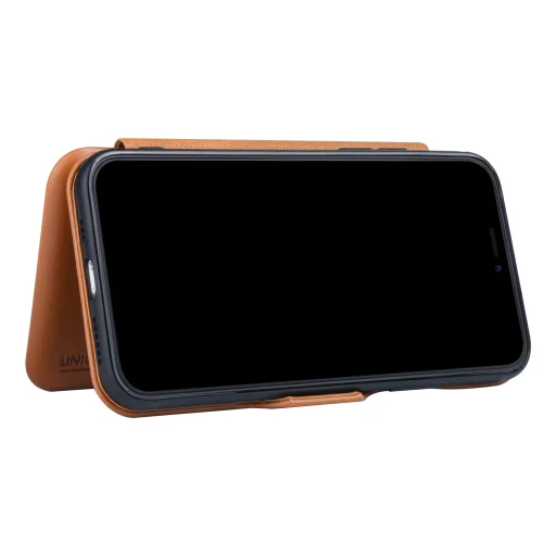 UNIQ iPhone 11 Pro fliptok kártyatartóval világos barna - 5