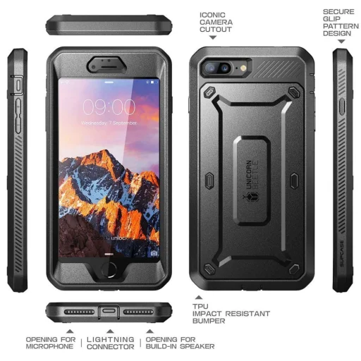 Supcase Unicorn Beetle Pro tok iPhone 7/8 Plus fekete ütésálló - 3