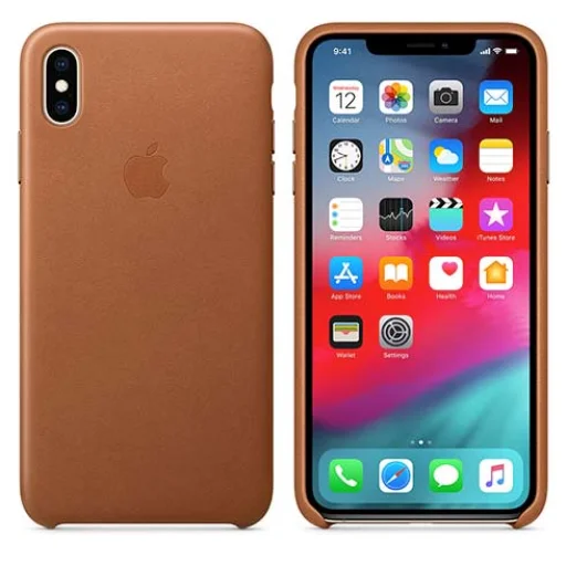 Apple gyári bőr tok Apple iPhone Xs Max nyeregbarna (MRWV2ZM/A) - 1