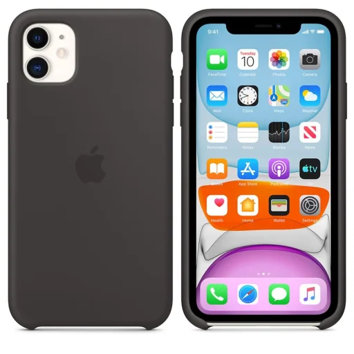 Apple gyári szilikon tok Apple iPhone 11 fekete (MWVU2ZM/A) - 1