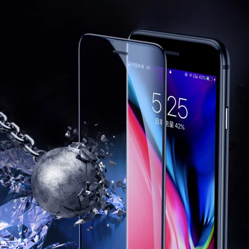 Baseus 3D kijelzővédő 9H Anti-Blue Light üvegfólia PET kerettel iPhone 6 Plus/ 6s Plus/ 7 Plus/ 8 Plus fekete - 10