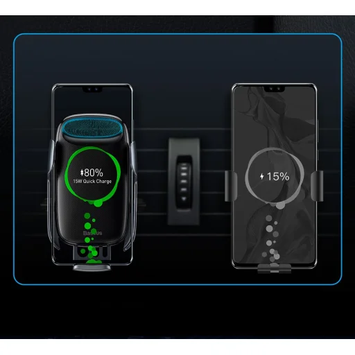 Baseus Milky Way autós 15W vezeték nélküli 15W Qi gyorstöltő automata telefon tartóval fekete (WXHW02-01) - 10