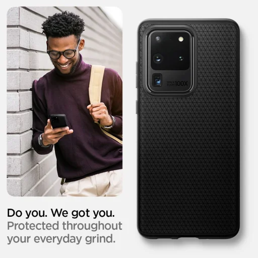 Spigen Liquid Air flexibilis TPU gél tok Samsung S20 Ultra matt fekete - 12