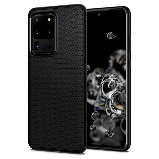 Spigen Liquid Air flexibilis TPU gél tok Samsung S20 Ultra matt fekete - 1