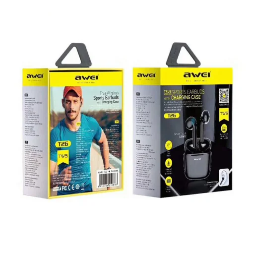 Awei TWS T26 bluetooth fühallgató és powerbank fekete - 17