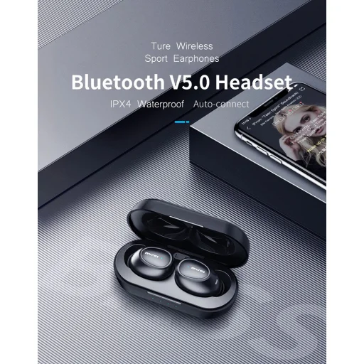 Awei TWS T16 bluetooth fülhallgató és powerbank fekete - 6