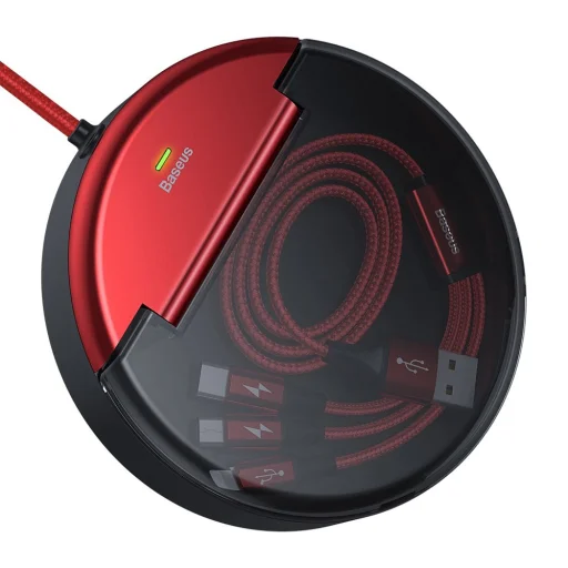 Baseus elosztó adapter USB HUB - 2x USB/USB Type-C 3A QC 3.0 + USB kábel 1.2m 3in1 piros - 3