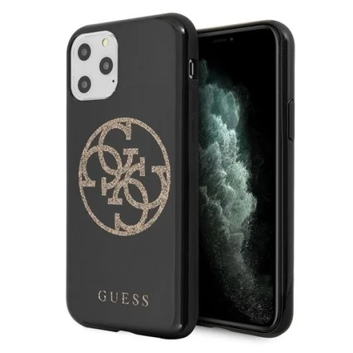 Guess Saffiano 4G Circle Logo iPhone 11 Pro tok fekete flitteres mintával (GUE000601) - 1