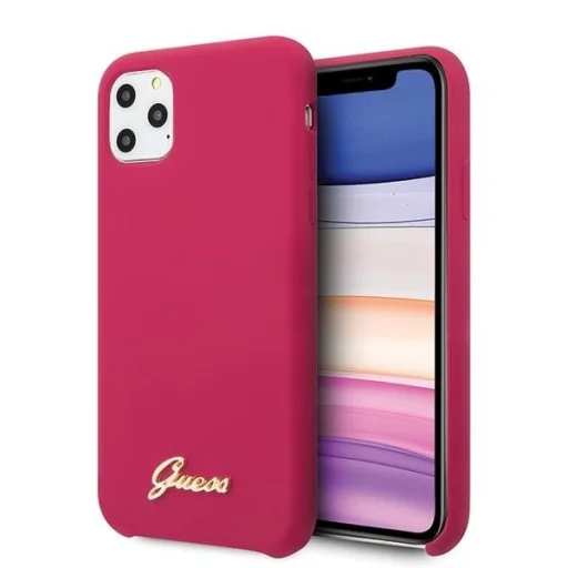 Guess Silicone Vintage iPhone 11 Pro Max tok burgundi színben arany logóval (GUHCN65LSLMGRE) - 1