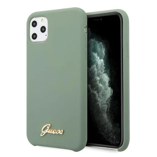 Guess Silicone Vintage iPhone 11 Pro tok khaki színben arany logóval (GUHCN58LSLMGKA) - 1