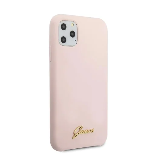 Guess Silicone Vintage iPhone 11 Pro tok világos rózsaszín arany logóval (GUE000595) - 2