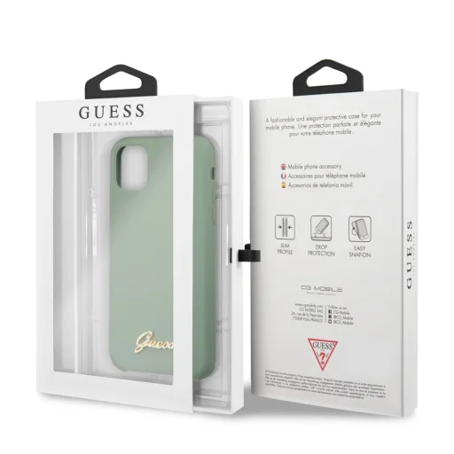 Guess Silicone Vintage iPhone 11 Pro tok khaki színben arany logóval (GUHCN58LSLMGKA) - 4