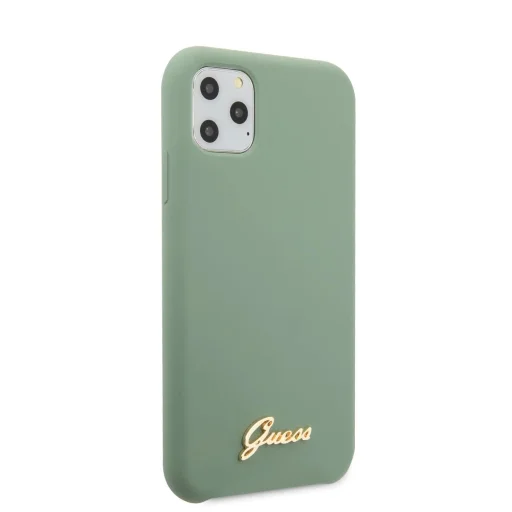 Guess Silicone Vintage iPhone 11 Pro tok khaki színben arany logóval (GUHCN58LSLMGKA) - 2