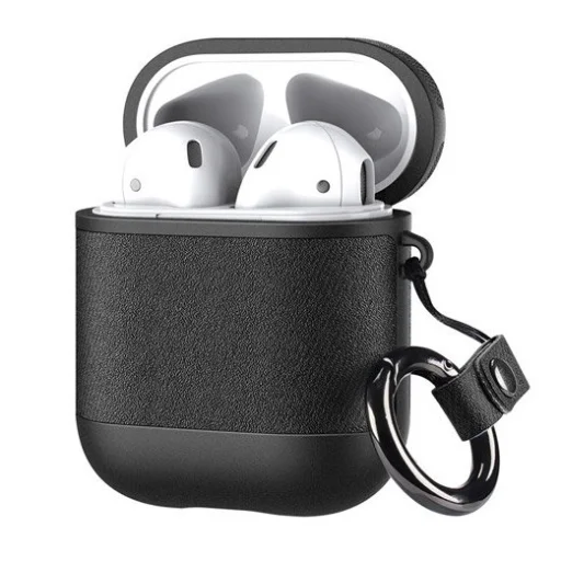 Dux Ducis PU bőr Apple Airpods 2/1 tok fekete - 1