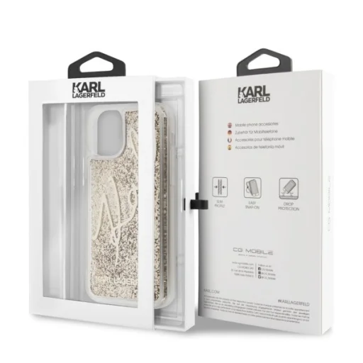 Karl Lagerfeld Signature flitteres keménytok iPhone 11 arany - 7