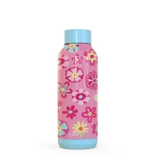 Quokka Solid Kids vákum szigetelt vizesüveg, rozsdamentes acél kulacs 510 ml flowers