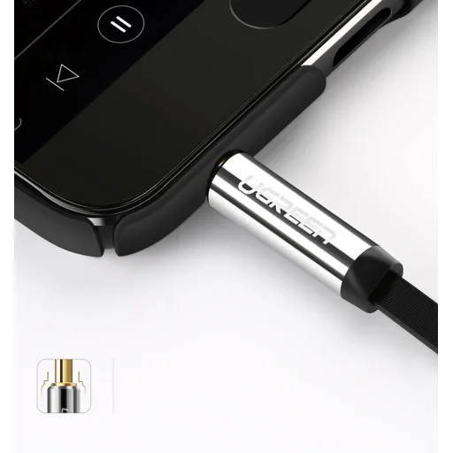 Ugreen AUX 3.5mm-es mini jack lapos kábel 1m ezüst (10597) - 9