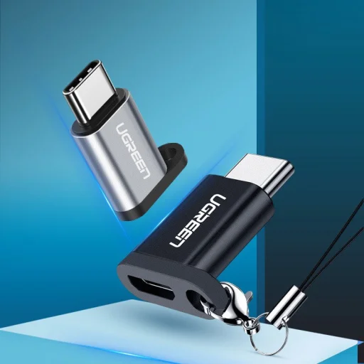 Ugreen micro Micro USB/USB Type-C átalakító adapter rögzítővel fekete - 4