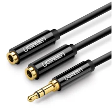 Ugreen AUX 3.5mm-es mini jack elosztó adapter kábel 25cm fekete (20816)