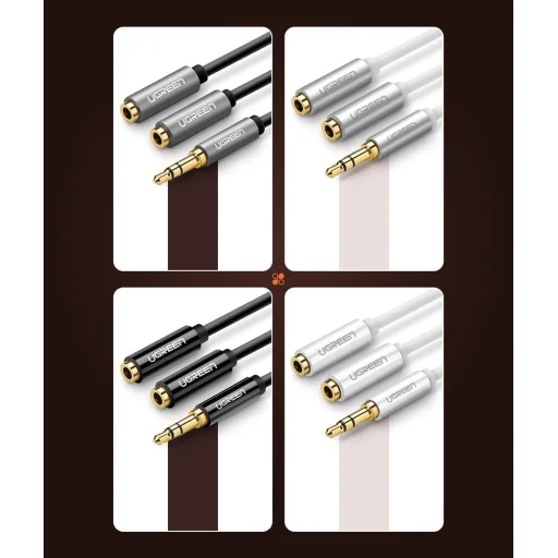 Ugreen AUX 3.5mm-es mini jack elosztó adapter kábel 25cm fekete (20816) - 3