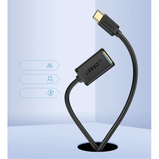 Ugreen USB/USB-C Type-C 3.0 OTG kábel/ átalakító adapter fekete - 2