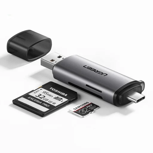 Ugreen USB Type C/ USB 3.0 SD/ micro SD kártyaolvasó szürke - 2