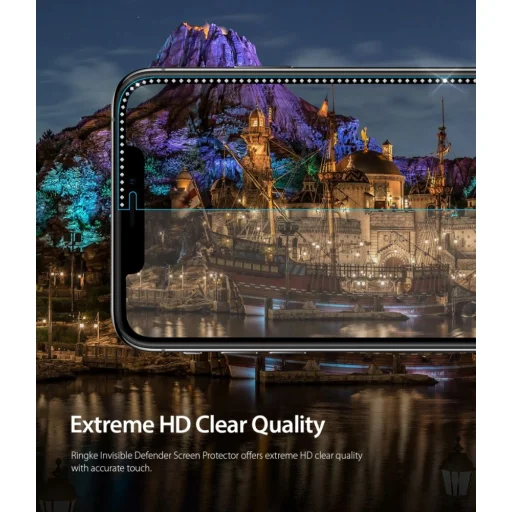 iPhone X/ XS / 11 Pro kijelzővédő üvególia fekete Ringke ID Diamond gyémánt kerettel - 6