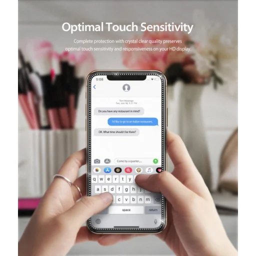 iPhone X/ XS / 11 Pro kijelzővédő üvególia fekete Ringke ID Diamond gyémánt kerettel - 7