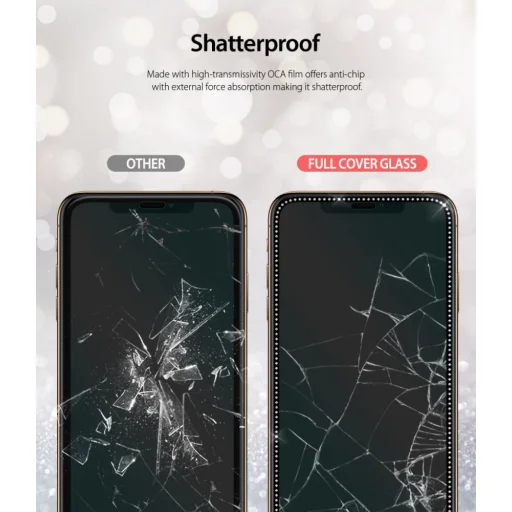 iPhone X/ XS / 11 Pro kijelzővédő üvególia fekete Ringke ID Diamond gyémánt kerettel - 9