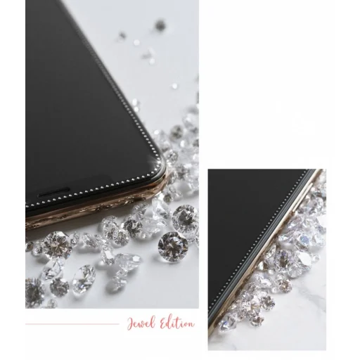 iPhone X/ XS / 11 Pro kijelzővédő üvególia fekete Ringke ID Diamond gyémánt kerettel - 10