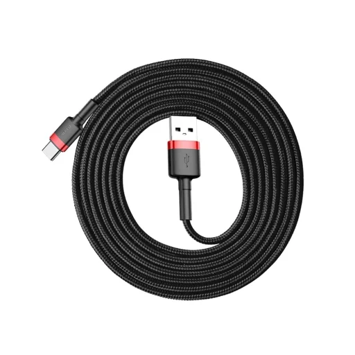 Baseus Cafule Nylon harisnyázott USB/USB-Type C kábel QC3.0 2A 2m fekete/piros (CATKLF-C91) - 8