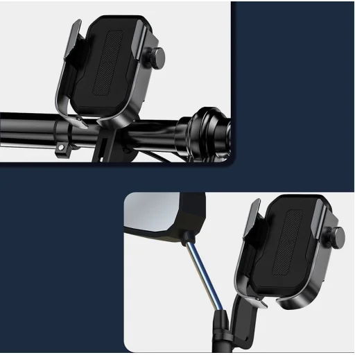 Baseus univerzális kormányra szerelhető biciklis telefon és tükörtartó ezüst (SUKJA-0S) - 7