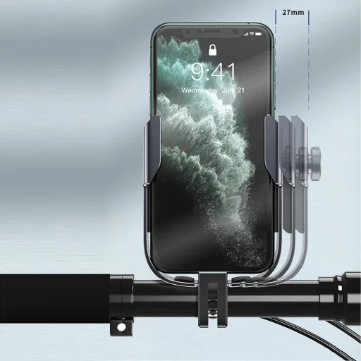 Baseus univerzális kormányra szerelhető biciklis telefon és tükörtartó ezüst (SUKJA-0S) - 17