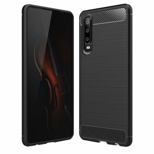 Huawei P30 Carbon mintájú TPU tok fekete - 1
