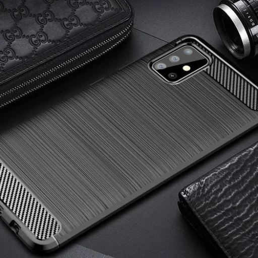 Carbon mintájú TPU tok Samsung Galaxy A51 kék - 4