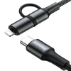 Baseus Twins 2in1 kábel, USB Type C PD - USB Type C tápegység (60W 20V / 3A) + Lightning (9V 2A) kábel 1m fekete (CATLYW-H01) thumbnail