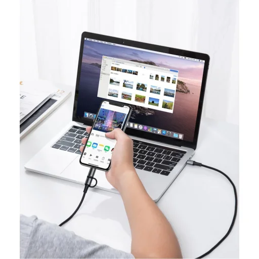 Baseus Twins 2in1 kábel, USB Type C PD - USB Type C tápegység (60W 20V / 3A) + Lightning (9V 2A) kábel 1m fekete (CATLYW-H01) - 10