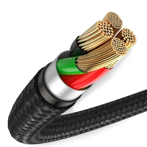 Baseus Halo nylon harisnyázott USB/Lightning kábel 2.4A/0.5m fekete (CALGH-A01) - 8