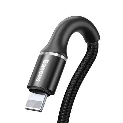 Baseus Halo nylon harisnyázott USB/Lightning kábel 2.4A/2m fekete (CALGH-C01) - 2
