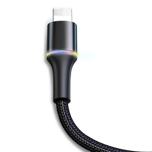 Baseus Halo nylon harisnyázott USB/Lightning kábel 2.4A/2m fekete (CALGH-C01) - 5