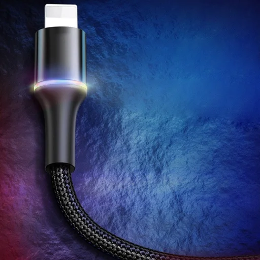 Baseus Halo nylon harisnyázott USB/Lightning kábel 2.4A/2m fekete (CALGH-C01) - 8