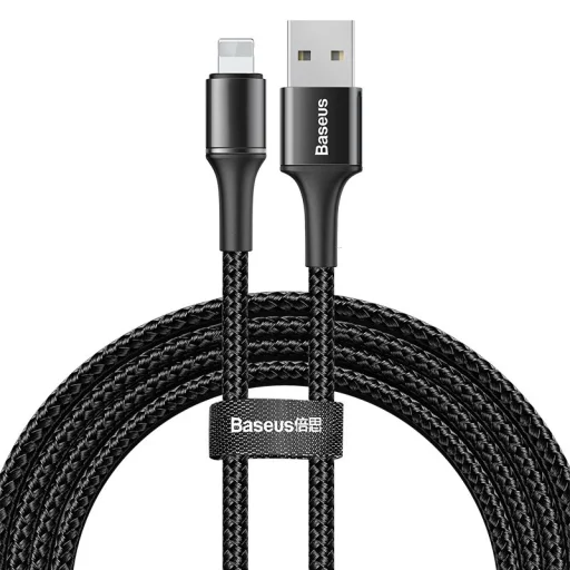 Baseus Halo nylon harisnyázott USB/Lightning kábel 2.4A/2m fekete (CALGH-C01) - 1