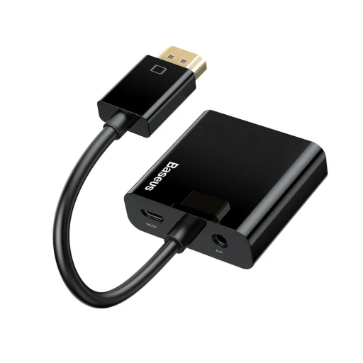 Baseus 4K HDMI/VGA - Micro USB - AUX audio 3.5mm mini jack átalakító adapter fekete (CAHUB-AH01) - 2