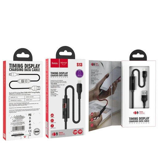 HOCO Selected töltés időzítővel Lightning 1.2 m fekete - 6