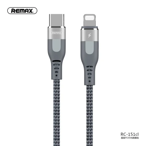 Remax 18W Super PD gyorstöltő kábel USB-TYPE-C  - Lightning 1m ezüst - 2