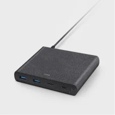 UNIQ Surge 90W 2xUSB Quick Charge 3.0 + 2xUSB-C PD 3.0 HUB, töltőállomás szénfekete