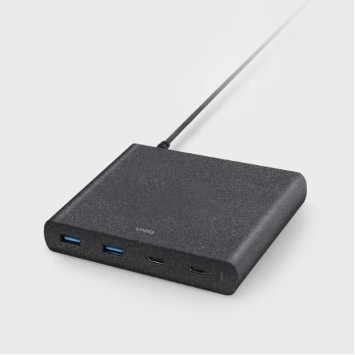 UNIQ Surge 90W 2xUSB Quick Charge 3.0 + 2xUSB-C PD 3.0 HUB, töltőállomás szénfekete - 1