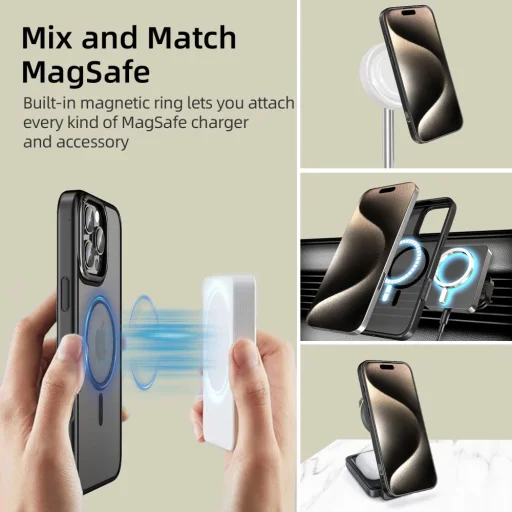 Tech-protect Magedge Magsafe Iphone 16 Pro Matt Fekete/fémszürke Tok - 4
